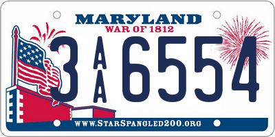 MD license plate 3AA6554