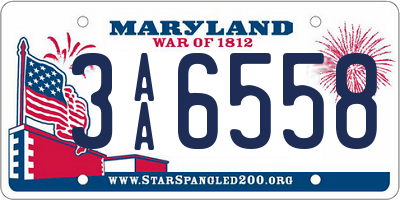 MD license plate 3AA6558