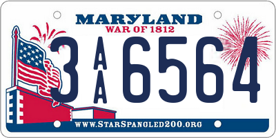 MD license plate 3AA6564