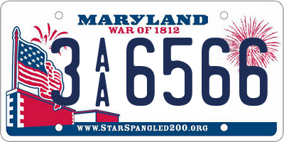 MD license plate 3AA6566