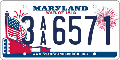 MD license plate 3AA6571