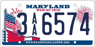 MD license plate 3AA6574