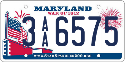 MD license plate 3AA6575