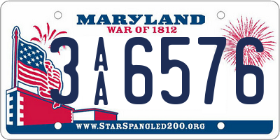 MD license plate 3AA6576