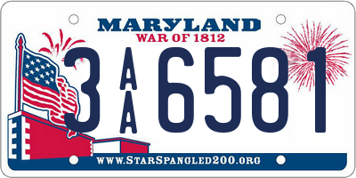 MD license plate 3AA6581