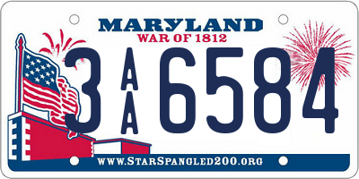 MD license plate 3AA6584