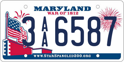 MD license plate 3AA6587