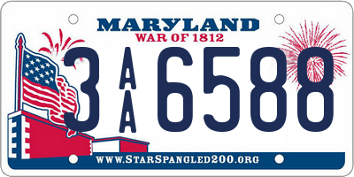 MD license plate 3AA6588