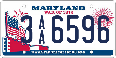 MD license plate 3AA6596