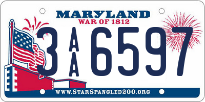 MD license plate 3AA6597