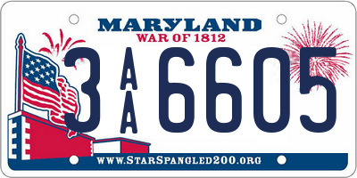 MD license plate 3AA6605