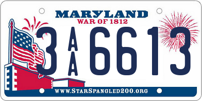 MD license plate 3AA6613