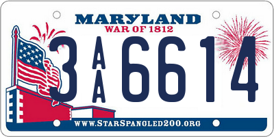 MD license plate 3AA6614