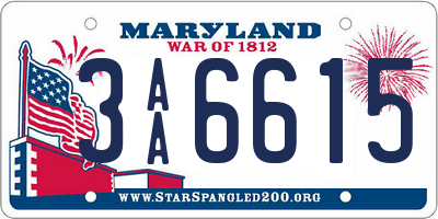 MD license plate 3AA6615