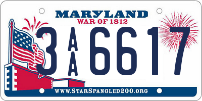 MD license plate 3AA6617