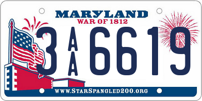 MD license plate 3AA6619