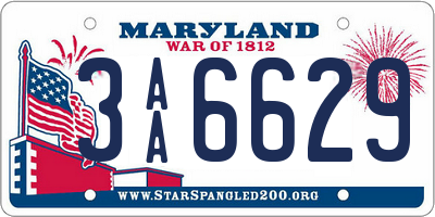 MD license plate 3AA6629