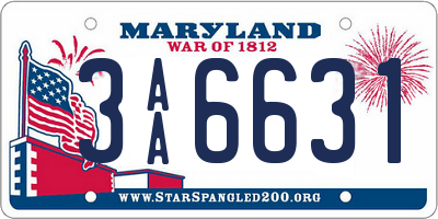 MD license plate 3AA6631