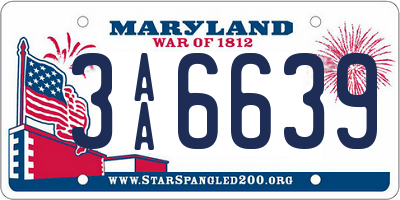 MD license plate 3AA6639