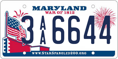 MD license plate 3AA6644