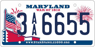 MD license plate 3AA6655