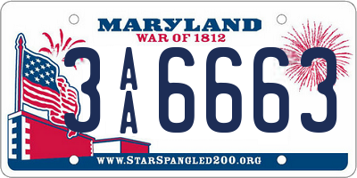 MD license plate 3AA6663