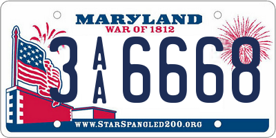 MD license plate 3AA6668