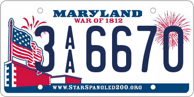 MD license plate 3AA6670