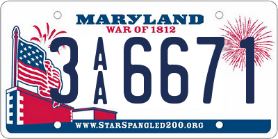 MD license plate 3AA6671