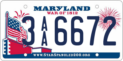 MD license plate 3AA6672