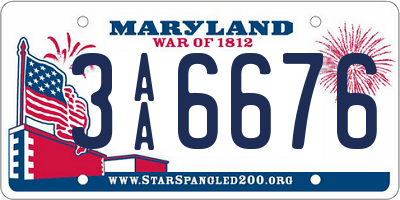 MD license plate 3AA6676