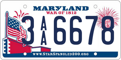 MD license plate 3AA6678