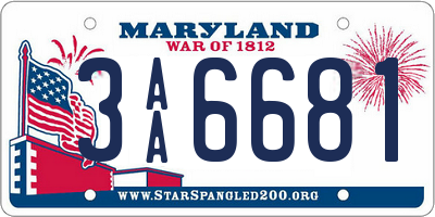 MD license plate 3AA6681