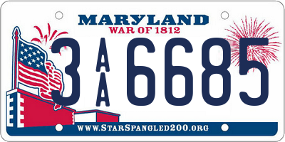 MD license plate 3AA6685