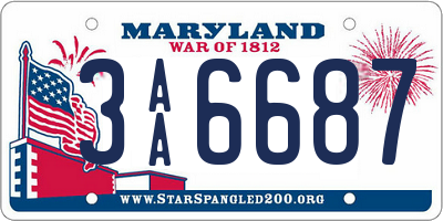 MD license plate 3AA6687