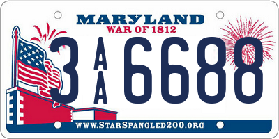 MD license plate 3AA6688