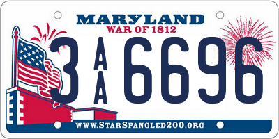 MD license plate 3AA6696