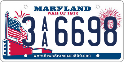 MD license plate 3AA6698