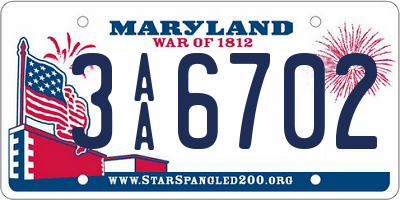 MD license plate 3AA6702