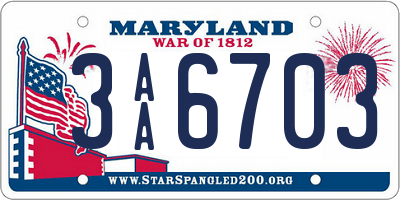 MD license plate 3AA6703