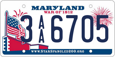 MD license plate 3AA6705