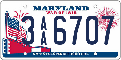 MD license plate 3AA6707