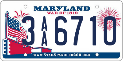 MD license plate 3AA6710