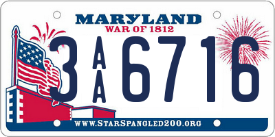 MD license plate 3AA6716