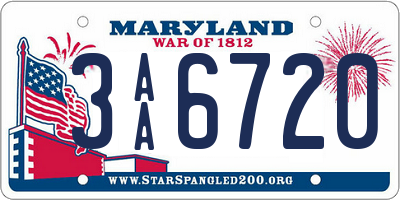 MD license plate 3AA6720