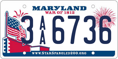 MD license plate 3AA6736