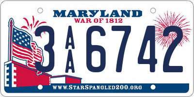 MD license plate 3AA6742