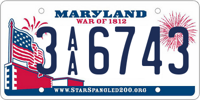 MD license plate 3AA6743