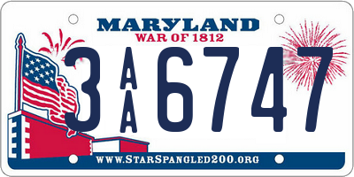 MD license plate 3AA6747