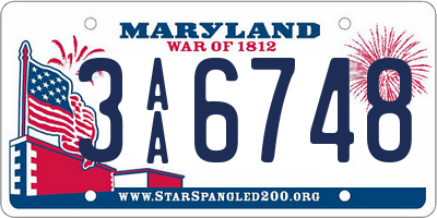 MD license plate 3AA6748